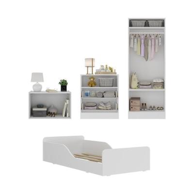 Quarto Infantil Completo C/ Minicama E Mesa Cabeceira Multimóveis Mp4204 Branco Branco
