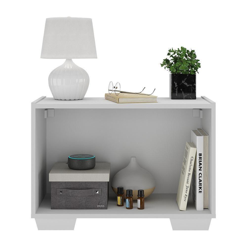 Cama Solteiro 100% Mdf Com Colchão E Mesa De Cabeceira 2 Portas Multimóveis Mp4186 Branca Branco - 3