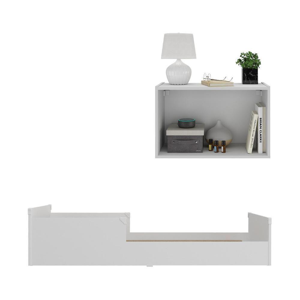 Minicama Infantil Montessoriana Com Colchão E Mesa De Cabeceira 2 Portas Multimóveis Mp4206 Branca - 3
