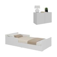 Minicama Infantil Montessoriana Com Colchão E Mesa De Cabeceira 2 Portas Multimóveis Mp4206 Branca - 1