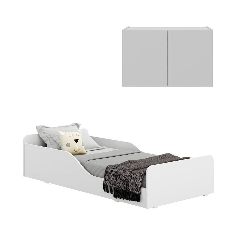 Minicama Montessoriana Com Colchão Incluso E Mesa De Cabeceira 2 Portas Multimóveis Mp4192 Branca - 4