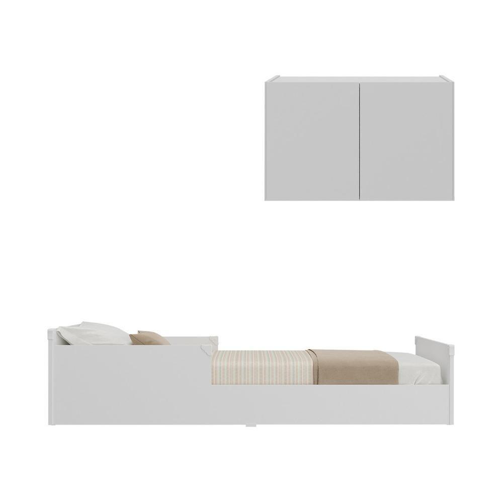 Minicama Infantil Montessoriana E Mesa Cabeceira 2 Portas Multimóveis Mp4205 Branca Branco - 3
