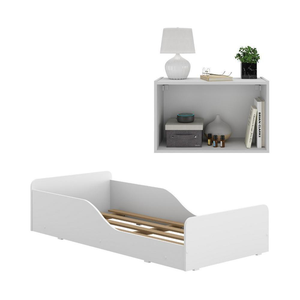Minicama Montessoriana Para Colchão 70 X 150cm Com Mesa De Cabeceira Multimóveis Mp4172 Branca - 3