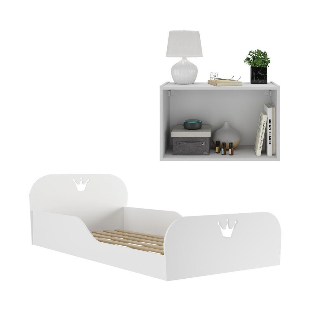 Cama Infantil Montessoriana C Colchão Incluso Mesa Cabeceira 2 Portas Multimóveis Mp4195 Branca - 3