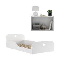 Cama Infantil Montessoriana P Colchão 88 X 188cm Mesa De Cabeceira Multimóveis Mp4194 Branca Branco - 4