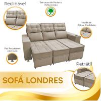 Sofá Retrátil E Reclinável 3 Lugares Londres 1.90cm Com Molas Suede Speciale Home Bege
