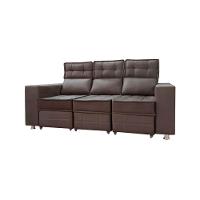 Sofá Retrátil E Reclinável 3 Lugares Londres 1.90cm Com Molas Suede Speciale Home Café - 1