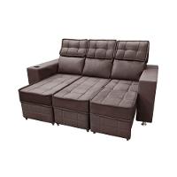 Sofá Retrátil E Reclinável 3 Lugares Londres 1.90cm Com Molas Suede Speciale Home Café - 2