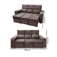 Sofá Retrátil E Reclinável 3 Lugares Londres 1.90cm Com Molas Suede Speciale Home Café - 5