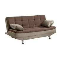 Sofá Cama Valencia 3 Lugares Reclinável Veludo Marrom Chocolate E Marrom Castor - 1