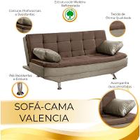 Sofá Cama Valencia 3 Lugares Reclinável Veludo Marrom Chocolate E Marrom Castor