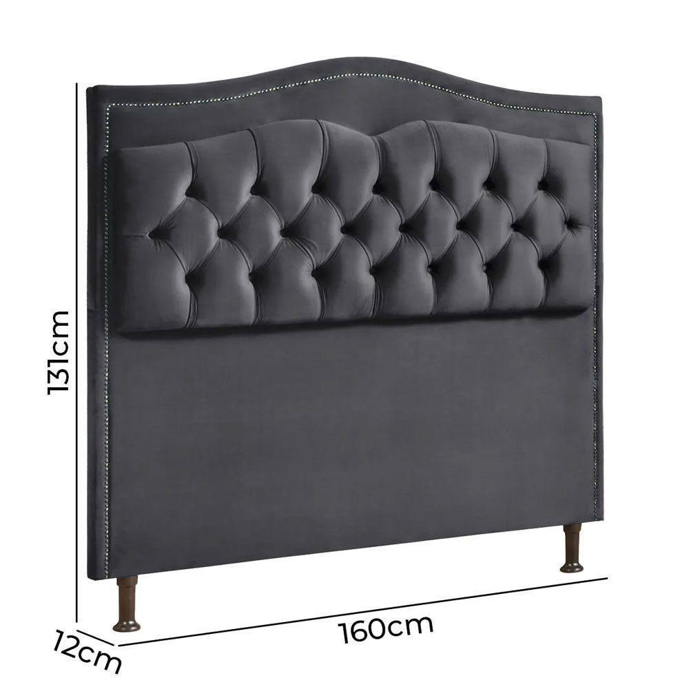Conjunto Cabeceira E Calçadeira Holanda 1,60 Cm Veludo 2.0 Speciale Home Cinza Chumbo - 5