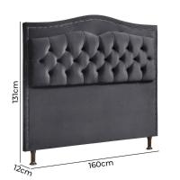 Conjunto Cabeceira E Calçadeira Holanda 1,60 Cm Veludo 2.0 Speciale Home Cinza Chumbo - 5