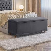 Conjunto Cabeceira E Calçadeira Holanda 1,95 Cm Veludo 2.0 Speciale Home Cinza Chumbo - 3