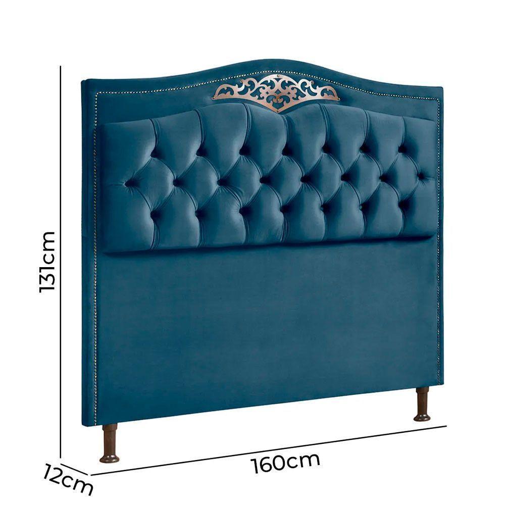 Cabeceira Holanda 195cm King Size Estofada Veludo Speciale Home Azul - 4
