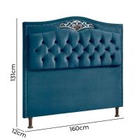Cabeceira Holanda 195cm King Size Estofada Veludo Speciale Home Azul - 4