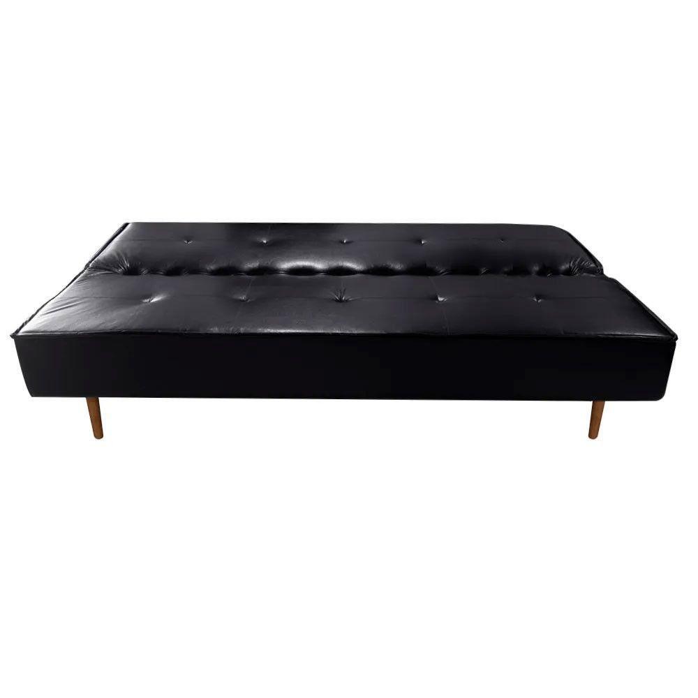 Sofá Cama Silver 3 Lugares Reclinável 1,92 Material Sintético Facto Preto Speciale Home Preto - 3