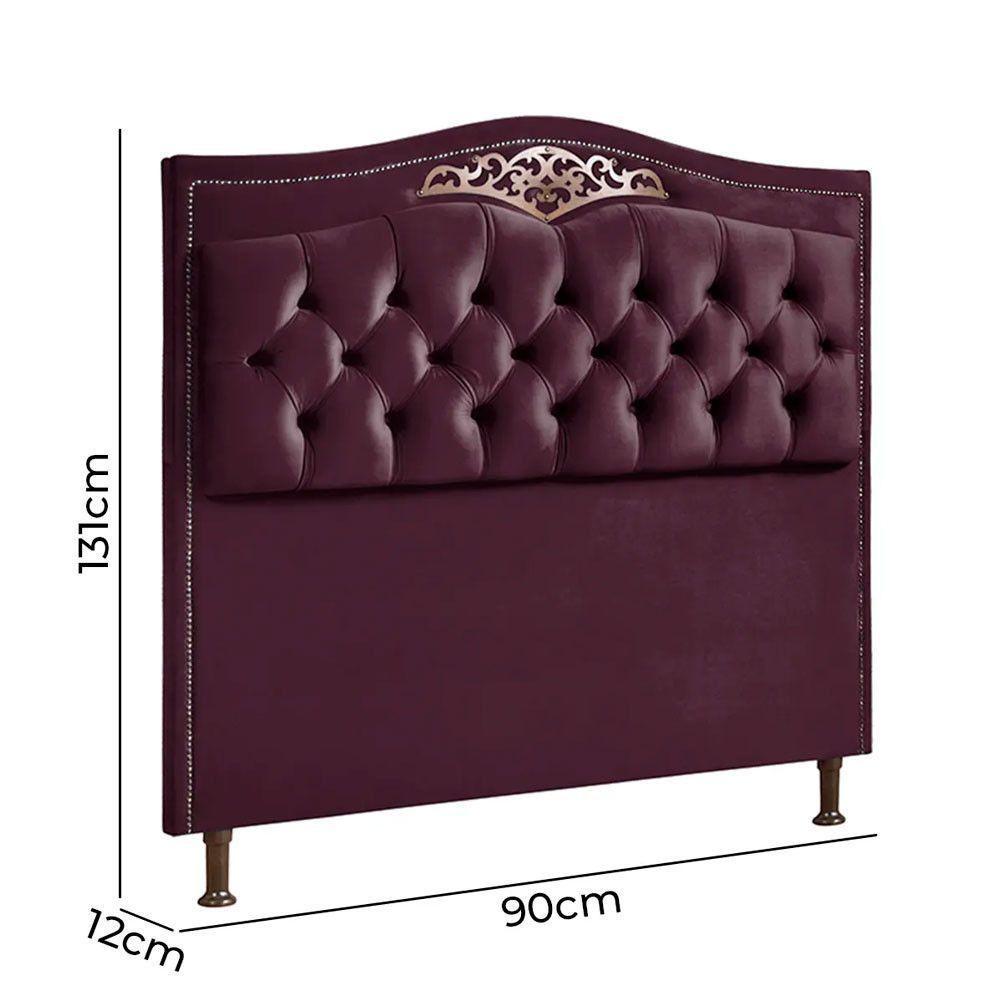 Conjunto Cabeceira E Calçadeira Holanda 90cm Veludo Speciale Home Roxo - 6