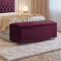 Conjunto Cabeceira E Calçadeira Holanda 90cm Veludo Speciale Home Roxo - 3