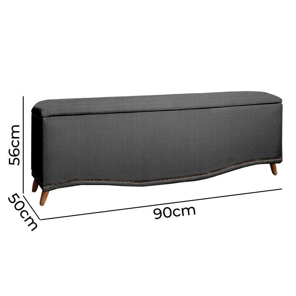 Conjunto Cabeceira E Calçadeira Holanda 90cm Linho Speciale Home Trovão - 7