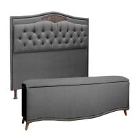 Conjunto Cabeceira E Calçadeira Holanda 90cm Linho Speciale Home Trovão - 1