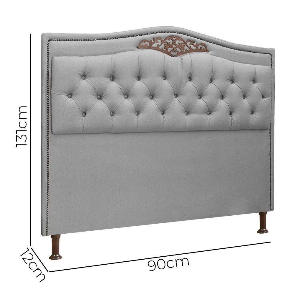 Conjunto Cabeceira E Calçadeira Holanda 90cm Linho Speciale Home Grafite - 3