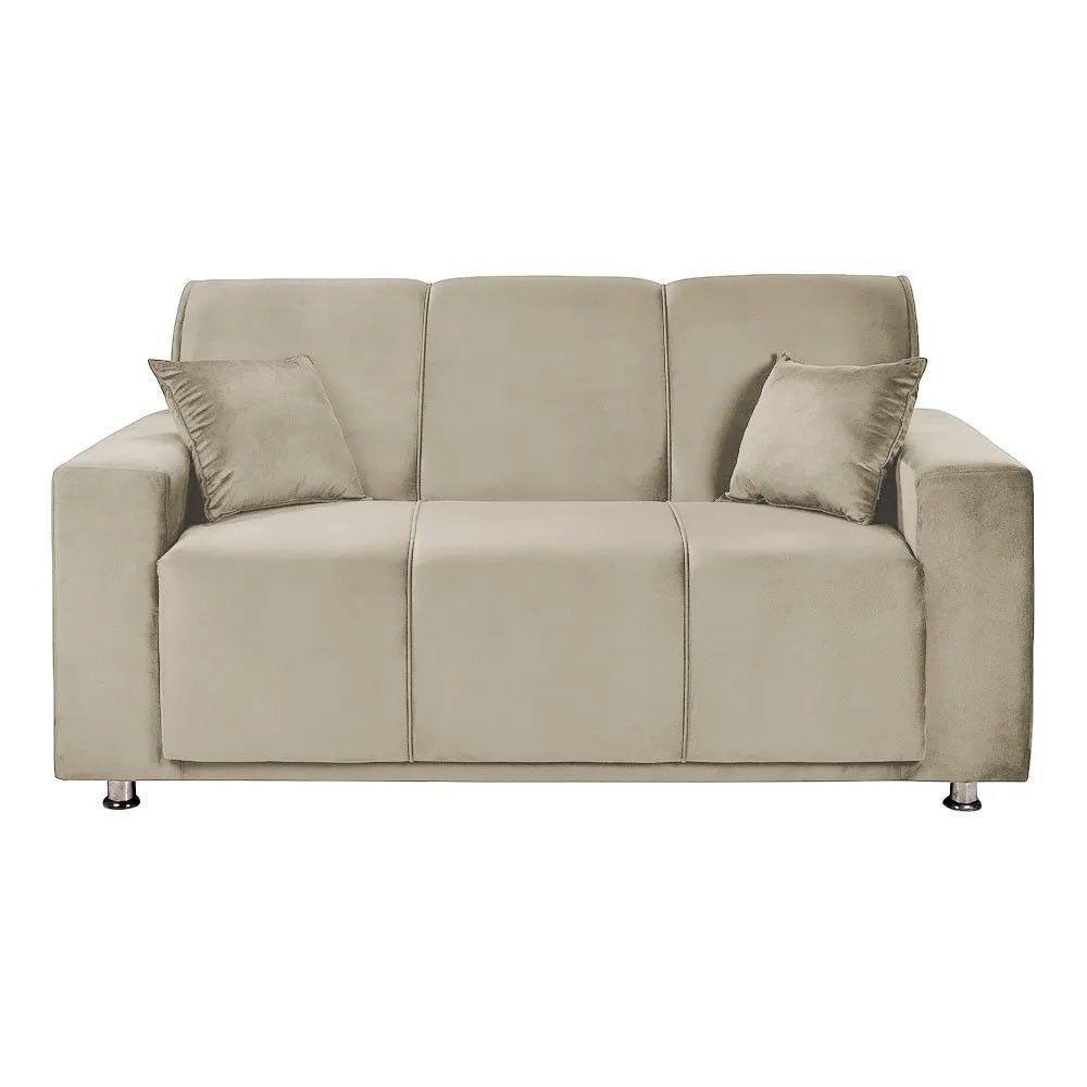 Sofá 3 Lugares Fixo Tokyo Veludo Speciale Home Bege Marfim - 7