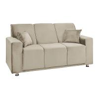 Sofá 3 Lugares Fixo Tokyo Veludo Speciale Home Bege Marfim - 1