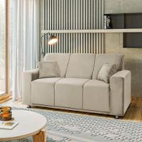 Sofá 3 Lugares Fixo Tokyo Veludo Speciale Home Bege Marfim - 2