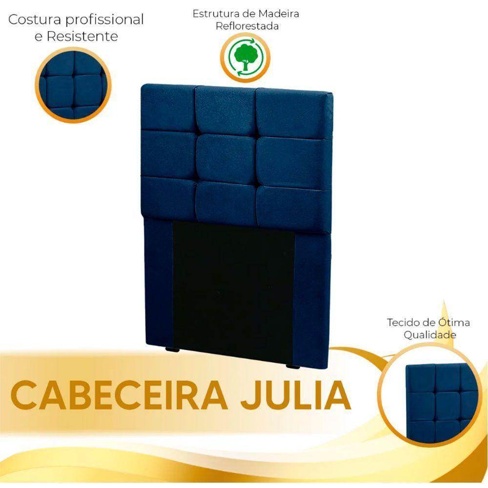 Cabeceira Estofada Cama Box Solteiro 0.90 Julia Veludo Speciale Home Azul - 4