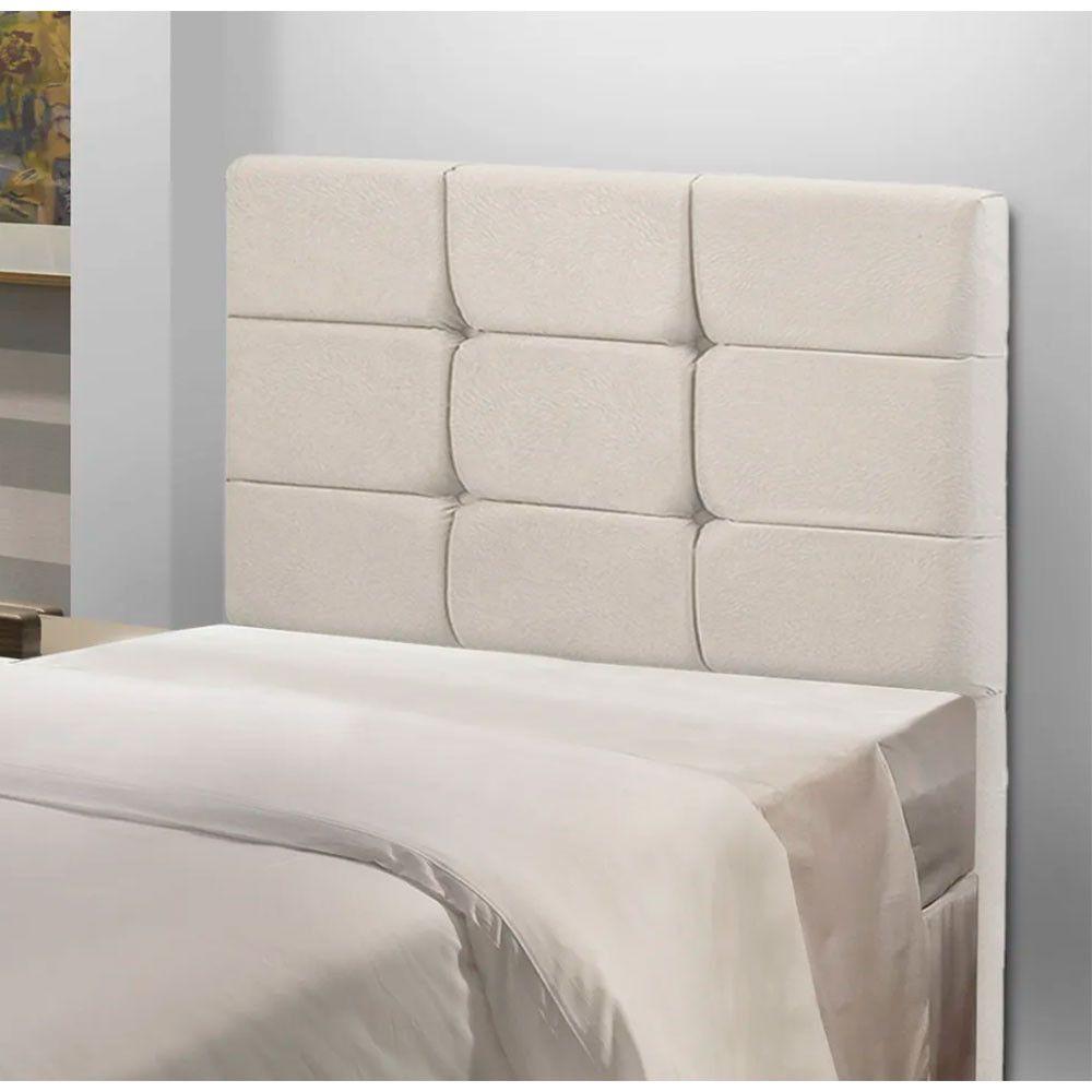 Cabeceira Estofada Cama Box Solteiro 0.90 Julia Veludo Speciale Home Bege Marfim - 1