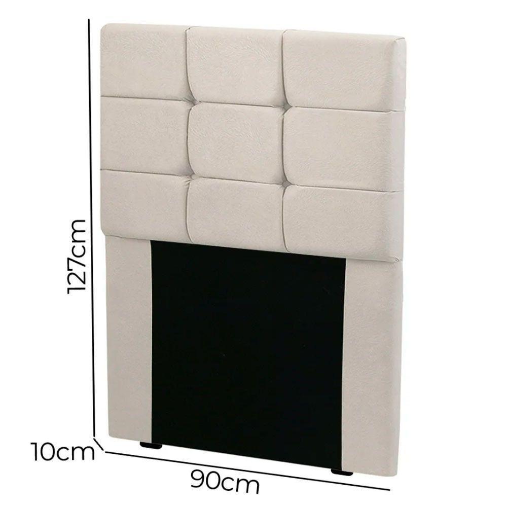 Cabeceira Estofada Cama Box Solteiro 0.90 Julia Veludo Speciale Home Bege Marfim - 2