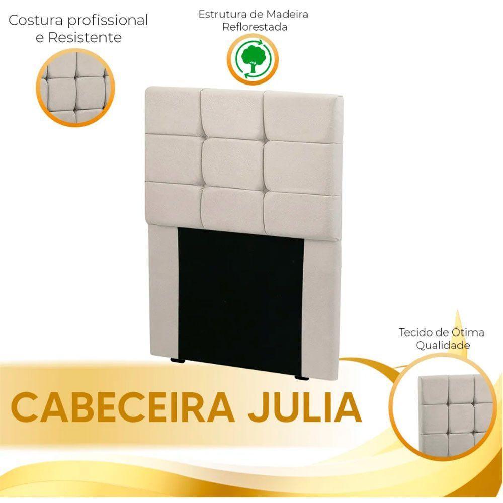 Cabeceira Estofada Cama Box Solteiro 0.90 Julia Veludo Speciale Home Bege Marfim - 4