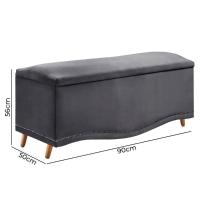 Conjunto Cabeceira E Calçadeira Holanda 90cm Veludo Speciale Home Cinza Chumbo - 6