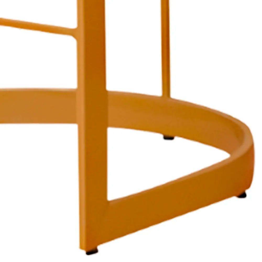 Kit 2 Banquetas Decorativas Para Cozinha Em Suede Amarelo Com Base Dourada Amarelo Com Dourado - 6