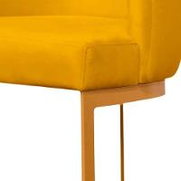 Kit 2 Banquetas Decorativas Para Cozinha Em Suede Amarelo Com Base Dourada Amarelo Com Dourado - 2