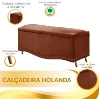 Conjunto Cabeceira E Calçadeira Holanda 90cm Veludo Speciale Home Terracota