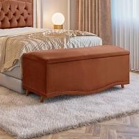 Conjunto Cabeceira E Calçadeira Holanda 90cm Veludo Speciale Home Terracota - 5