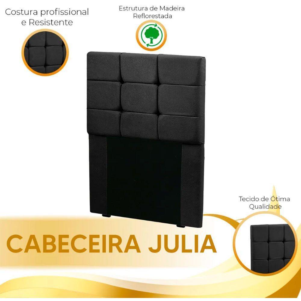 Cabeceira Estofada Cama Box Solteiro 0.90 Julia Veludo Speciale Home Preto - 3