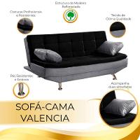 Sofá Cama Valencia 3 Lugares Reclinável Material Sintético Preto Com Chumbo - 3