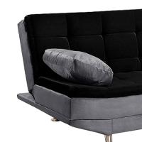 Sofá Cama Valencia 3 Lugares Reclinável Material Sintético Preto Com Chumbo - 7