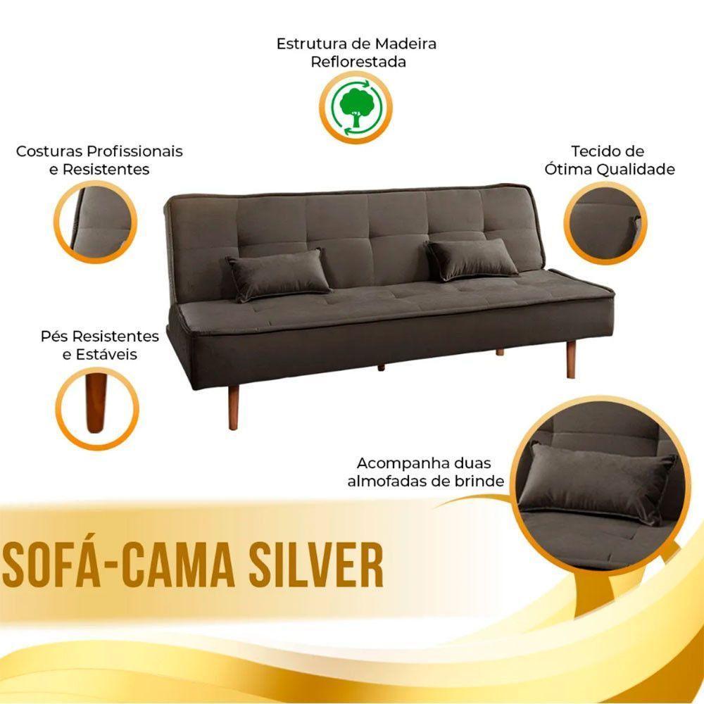 Sofá Cama Silver 3 Lugares Reclinável Suede Marrom 1,92 Speciale Home Marrom - 2