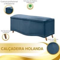 Conjunto Cabeceira E Calçadeira Holanda 1,60 Cm Veludo Speciale Home Azul