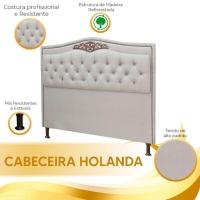 Cabeceira Estofada Holanda 1,60 Queen Linho Speciale Home Carvalho