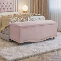 Conjunto Cabeceira E Calçadeira Holanda 1,60 Cm Veludo Speciale Home Rose - 3