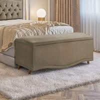 Conjunto Cabeceira E Calçadeira Holanda 1,60 Cm Veludo Speciale Home Marrom Castor - 2