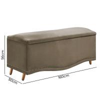 Conjunto Cabeceira E Calçadeira Holanda 1,60 Cm Veludo Speciale Home Marrom Castor - 5