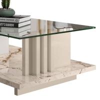 Mesa De Centro Para Sala Frizz C- Tampo De Vidro Calacata - 3