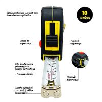 Trena 10 Metros Magnética 3 Travas Emborrachada 25mm - 3