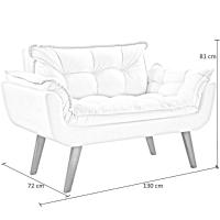 Poltrona Namoradeira 2 Lugares Opalla D Salla Suede Base Palito - 2